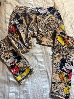 Mickey Mouse Print Leggings - Beige, Black, Red, Yellow
